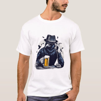 Bier kraai telefoon art ontwerp t-shirt