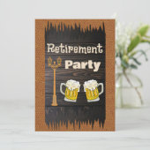 Bier & leder & Rustisch hout - Fijne pensionering Kaart (Staand voorkant)