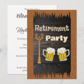 Bier & leder & Rustisch hout - Fijne pensionering Kaart (Voorkant / Achterkant)