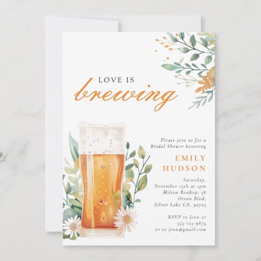 Bier Liefde is Brouwen Bruids Douche Uitnodiging (Voorkant)