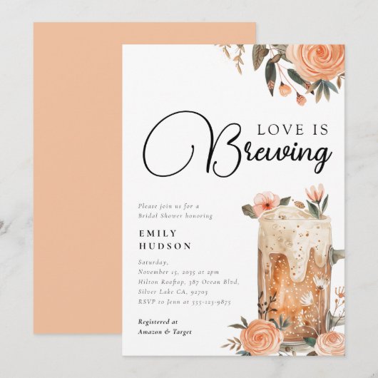 Bier Liefde is Brouwen Bruids Douche Uitnodiging (Voorkant / Achterkant)