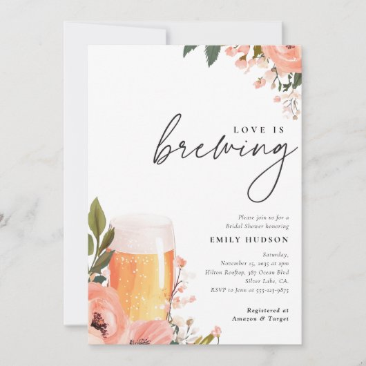 Bier Liefde is Brouwen Bruids Douche Uitnodiging (Voorkant)