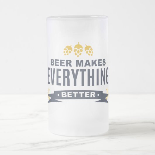 Bier Maakt Alles Beter Bevroren Glas Mok (Center)