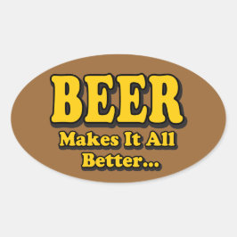 Bier Maakt Het Beter - Grappige Bierliefhebbers Sl Ovale Sticker