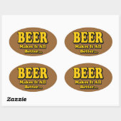 Bier Maakt Het Beter - Grappige Bierliefhebbers Sl Ovale Sticker (Vel)