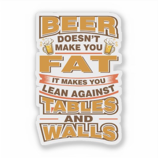 Bier maakt je niet dik Vaderdag Sticker (Voorkant)