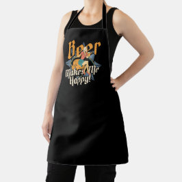 Bier maakt me gelukkig Bargirl Barvrouw Schort