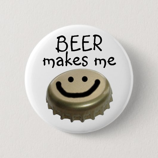 Bier maakt me HAPPY! Ronde Button 5,7 Cm (Voorkant)