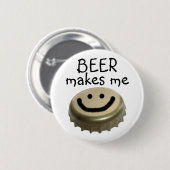 Bier maakt me HAPPY! Ronde Button 5,7 Cm (Voorkant /achterkant)