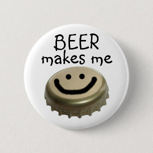 Bier maakt me HAPPY! Ronde Button 5,7 Cm