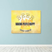 Bier maakt mensen gelukkig canvas afdruk (Insitu (Houten vloer))