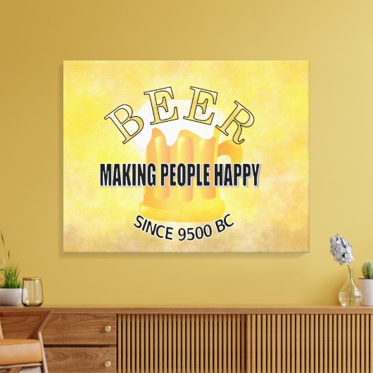 Bier maakt mensen gelukkig canvas afdruk (Insitu (Woonkamer))