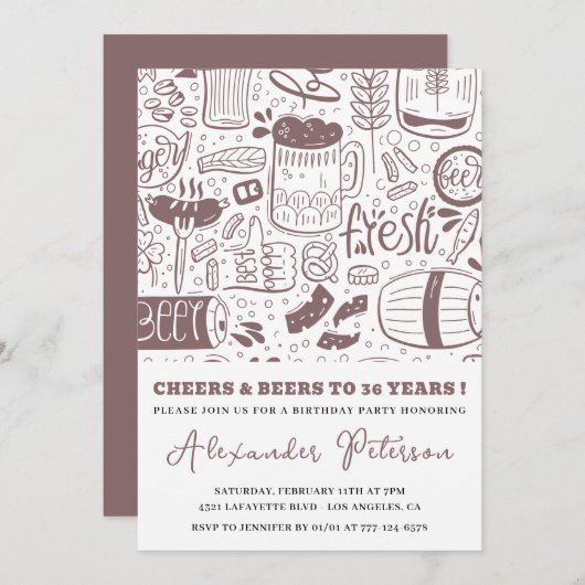 Bier Mannen Vintage Rustieke Drinken 36ste verjaar Kaart (Voorkant / Achterkant)