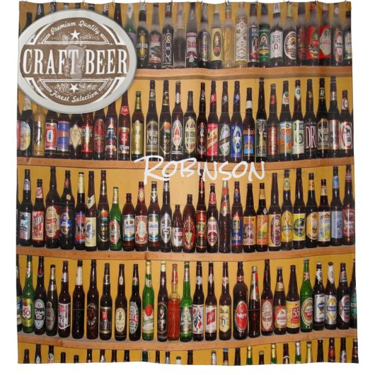 Bier mannen zwarte flesdouchegordijn douchegordijn (Voorkant)