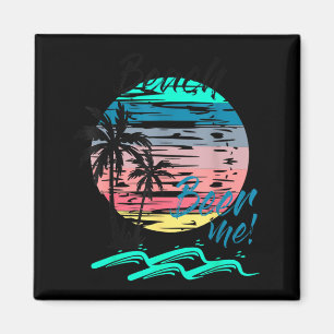 Bier Me Grappig Drinken Strand Retro Zonsondergang Magneet