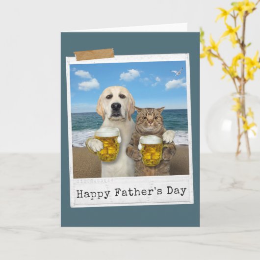 Bier Met Een Vriend Zalige Vaderdag Wenskaart Kaart (Gele Bloem)