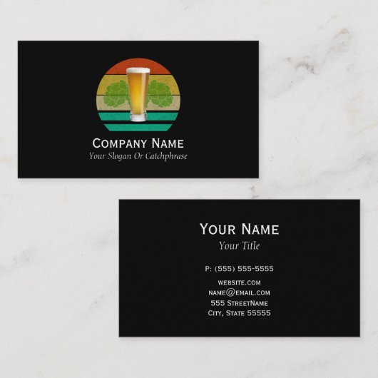 Bier met hop en Retro Sunset Visitekaartje (Voorkant / Achterkant)