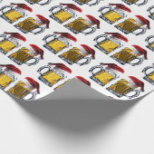 Bier met Petten van de Kerstman op Cadeaupapier (Hoek)