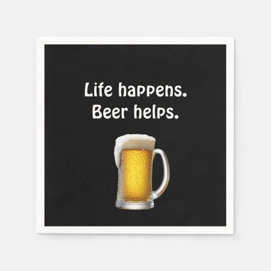 Bier met quote op zwart servet (Voorkant)