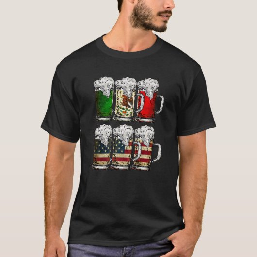 Bier Mexicaanse Amerikaanse vlag Cinco de Mayo Man T-shirt (Voorkant)