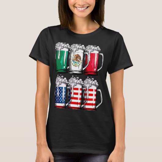 Bier Mexicaanse Amerikaanse vlag Cinco de Mayo Man T-shirt (Voorkant)