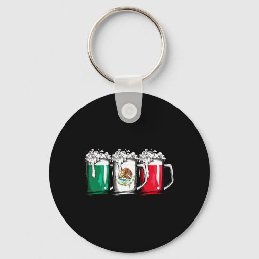 Bier Mexicaanse Vlag Mexico Cinco de Mayo Mannen D Sleutelhanger (Voorkant)