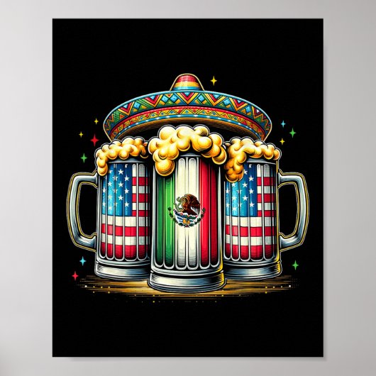 Bier Mexicaanse Vlag van de Vlag van de Vlag van d Poster (Voorkant)