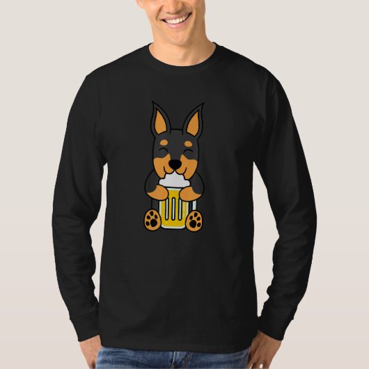 Bier Miniatuur Pinscher Hond T-shirt (Voorkant)