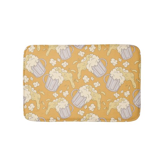 Bier Mok Cartoon:  naadloos. Badmat (Voorkant)