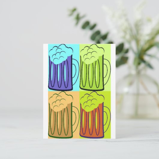 Bier Mok Pop Briefkaart (Staand voorkant)