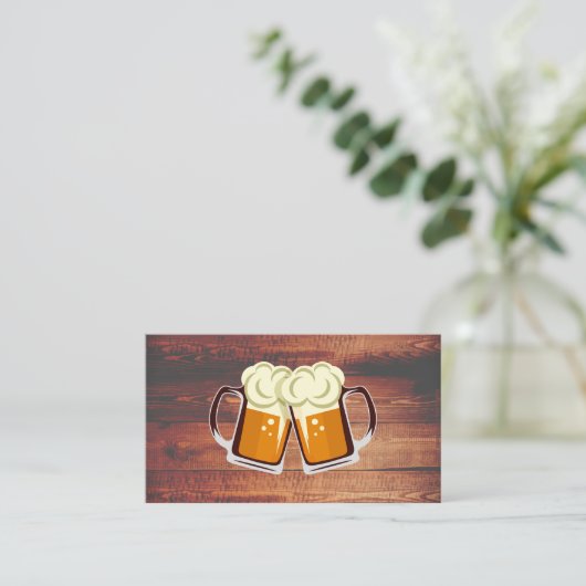 Bier Mokken Cheers Clink | Visitekaartje van hout (Staand voorkant)