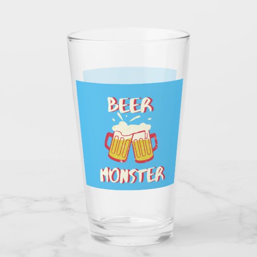 Bier Monster | Glaswerk met blauwe achtergrond Glas (Voorkant)