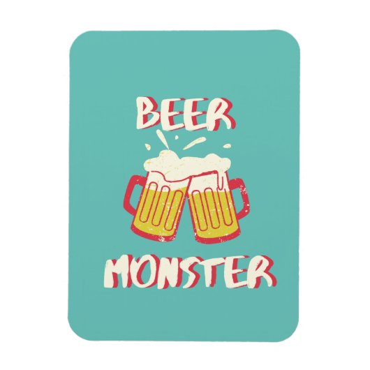 Bier Monster Magneet met Aquamarijne achtergrond (Verticaal)