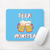 Bier Monster Muismat | Blauwe Achtergrond (Met muis)