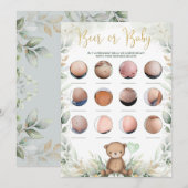 Bier of Baby Belly Teddy Bear Greenery Shower Kaart (Voorkant / Achterkant)