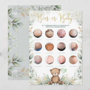 Bier of Baby Belly Teddy Bear Greenery Shower Kaart
