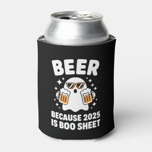 Bier Omdat 2025 Boo Blad Grappig Halloween Blikjeskoeler (Blikje Voorkant)