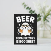 Bier Omdat 2025 Boo Blad Grappig Halloween Briefkaart (Staand voorkant)