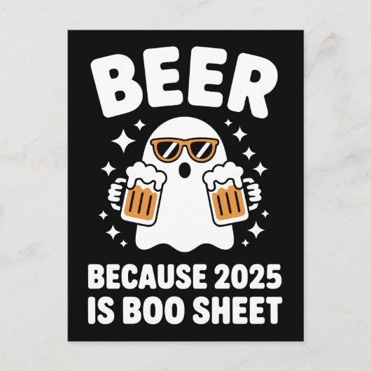 Bier Omdat 2025 Boo Blad Grappig Halloween Briefkaart (Voorkant)