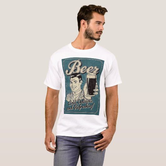 Bier Ontbijt Retro T-shirt (Voorkant volledig)