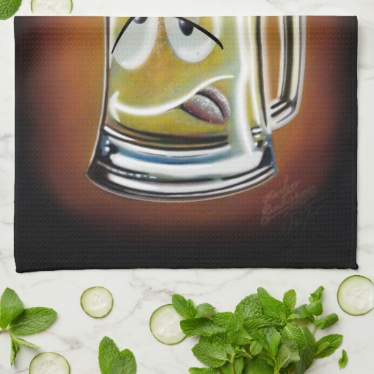 Bier op de klok! theedoek (Gevouwen)