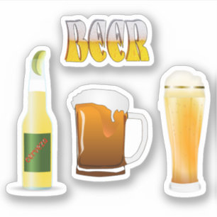 Bier op fles, Mok op bier, ik hou van bier Sticker
