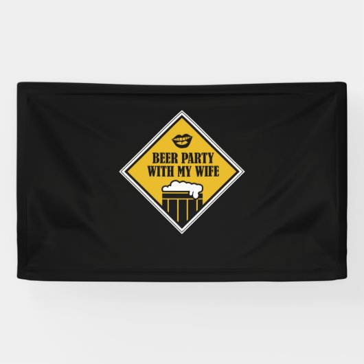 Bier party met mijn vrouw spandoek (Horizontaal)