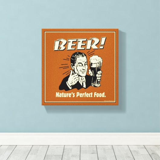 bier: Perfect food van Natuur Canvas Afdruk (Insitu (Houten vloer))