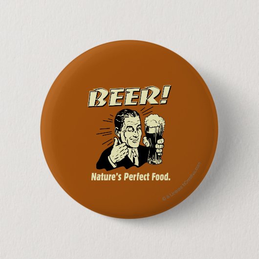 bier: Perfect food van Natuur Ronde Button 5,7 Cm (Voorkant)
