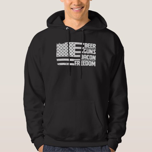 Bier Pistolen Bacon Freedom America Hoodie (Voorkant)