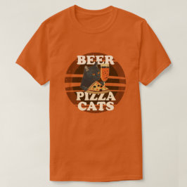 Bier Pizza Katten - Koele Kat Liefhebber Retro Zon T-shirt