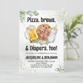 Bier Pizza Luiers Baby shower Pregger Kegger Kaart (Staand voorkant)