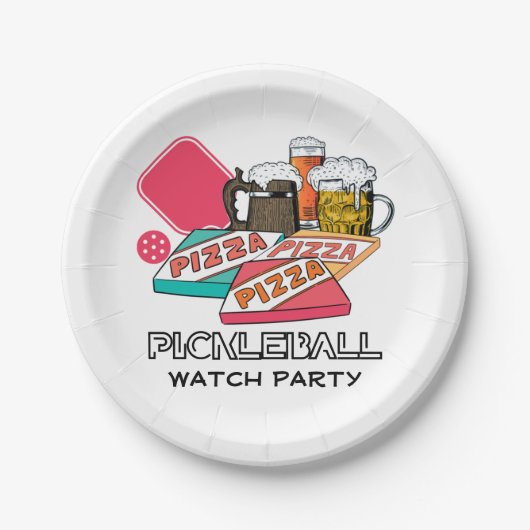 Bier Pizza PICKLEBALL Kijkfeest Papieren Bordje (Voorkant)