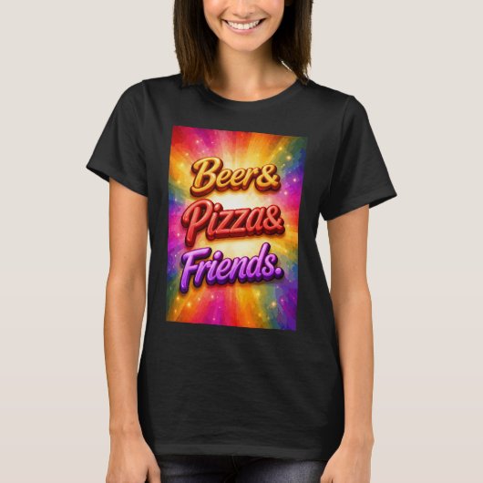 Bier Pizza Vrienden T-shirt (Voorkant)